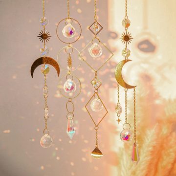 Moon and Star Crystal Suncatcher